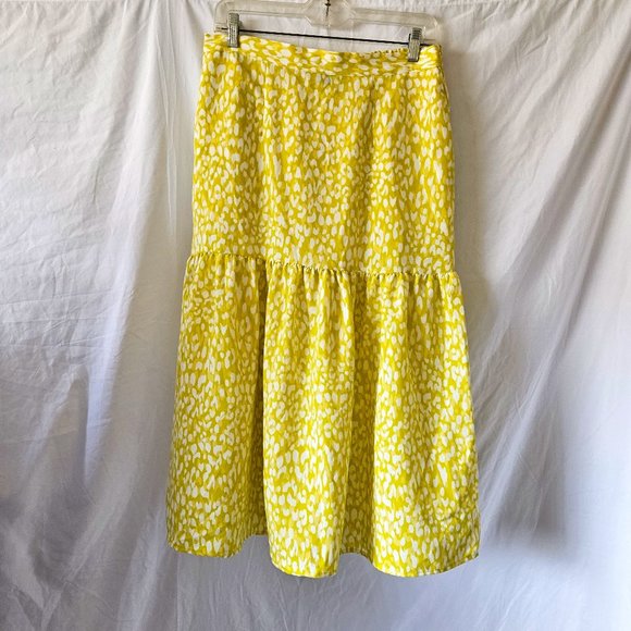 Skirt-Who What Wear Mid Length Yellow Leopard Print Pockets Size M - Picture 1 of 5